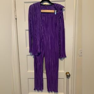 Henri Saint Dubois purple plisse matching set size L